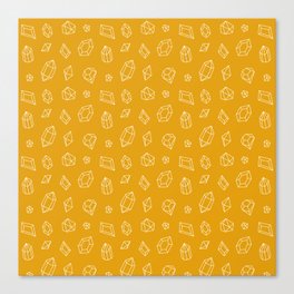 Mustard and White Gems Pattern Canvas Print