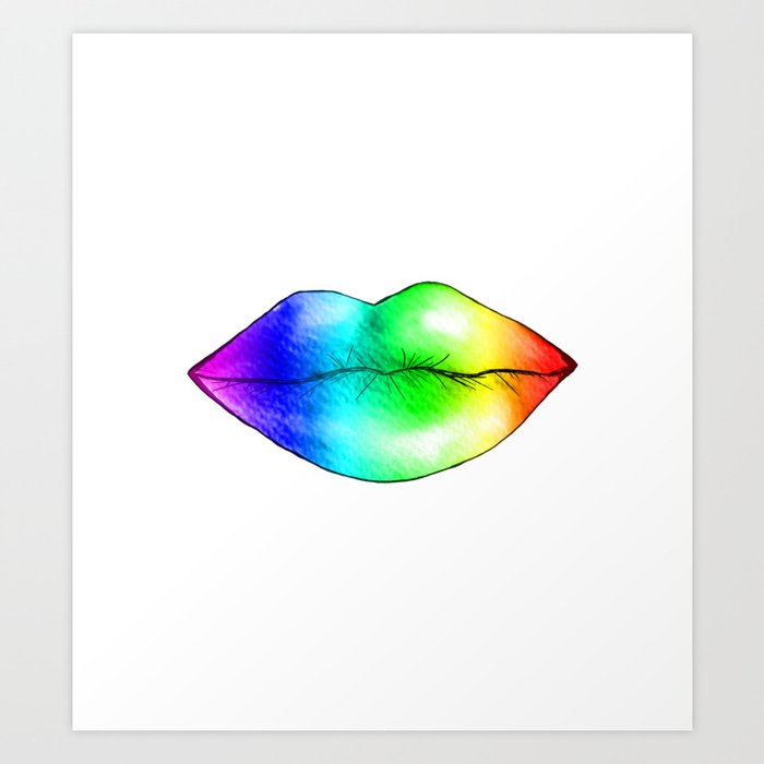 Lips (rainbow) Art Print