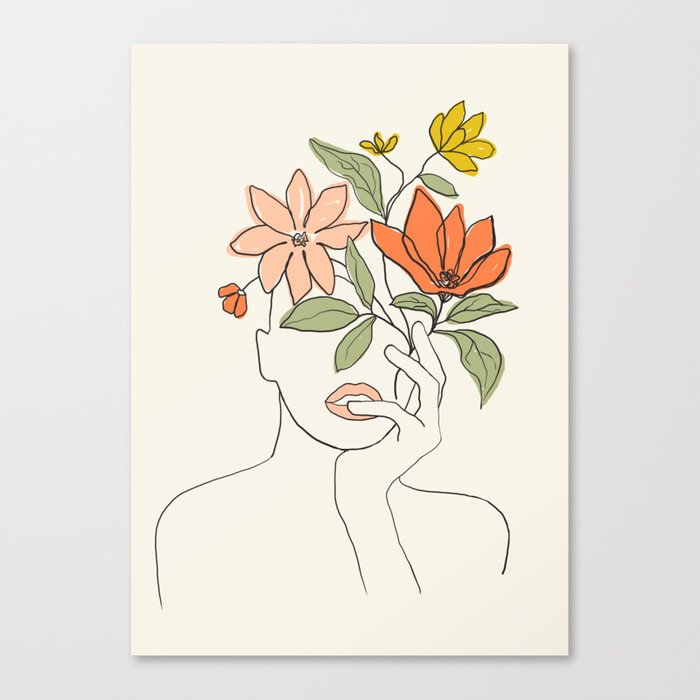 Color Blooming Line Canvas Print