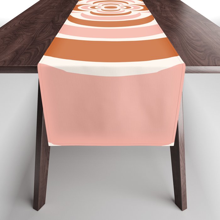 Floral Abstract Shapes 11 in Terracotta Beige Pink Table Runner