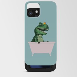 Playful T-Rex in Bathtub in Green iPhone Card Case