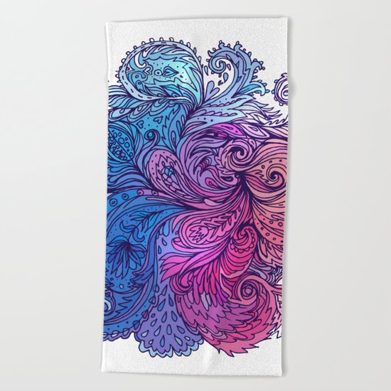 Blue Floral Indian Pattern Beach Towel