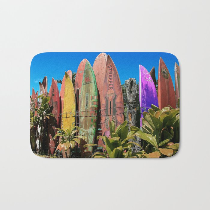 Hawaiian Surfboard Photography Print Bath Mat By