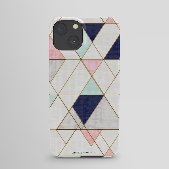 Mod Triangles - Navy Blush Mint iPhone Case