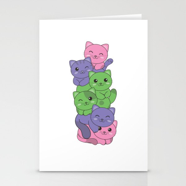 Trigender Flag Cat Pride Lgbtq Cute Cat Stationery Cards