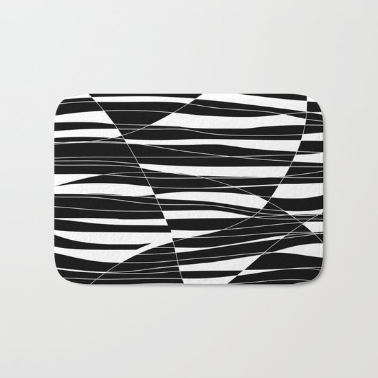 Carved Black and White Wave Bath Mat