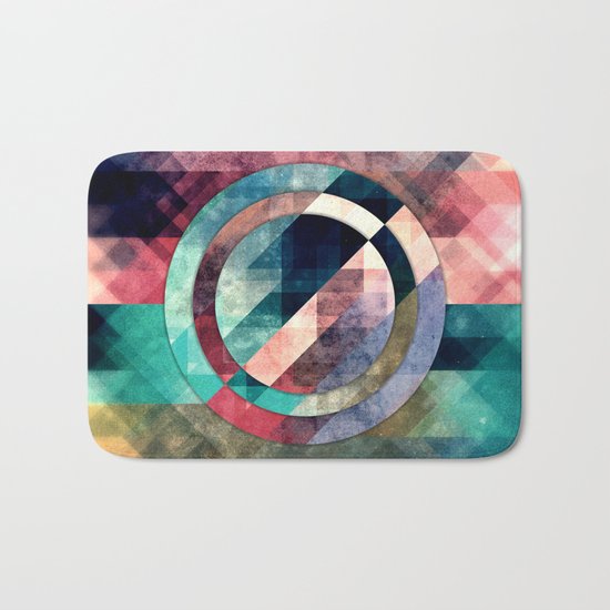Colorful Grunge Geometric Abstract Bath Mat