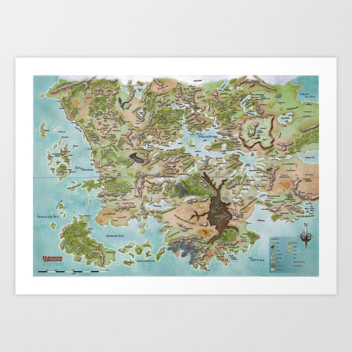 Large Map Of Faerun Map Of Faerun Art Print By Jack Shoegazer | Society6