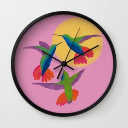 Black Throated Mango Hummingbirds In The Sun | Home Decor Design Wall Clock | Bird, Mhn, Painting, Female Artist, Black Artist, Vintage, Hummingbird, Curated, Street Art, Sunrise 