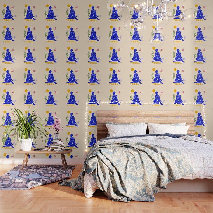 Lady in Blue on the Beach - Matisse cut-outs Wallpaper