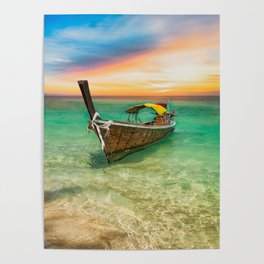 Longboat Sunset Thailand Poster
