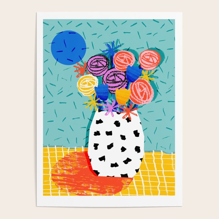 Legit throwback abstract floral still life memphis retro 80s style