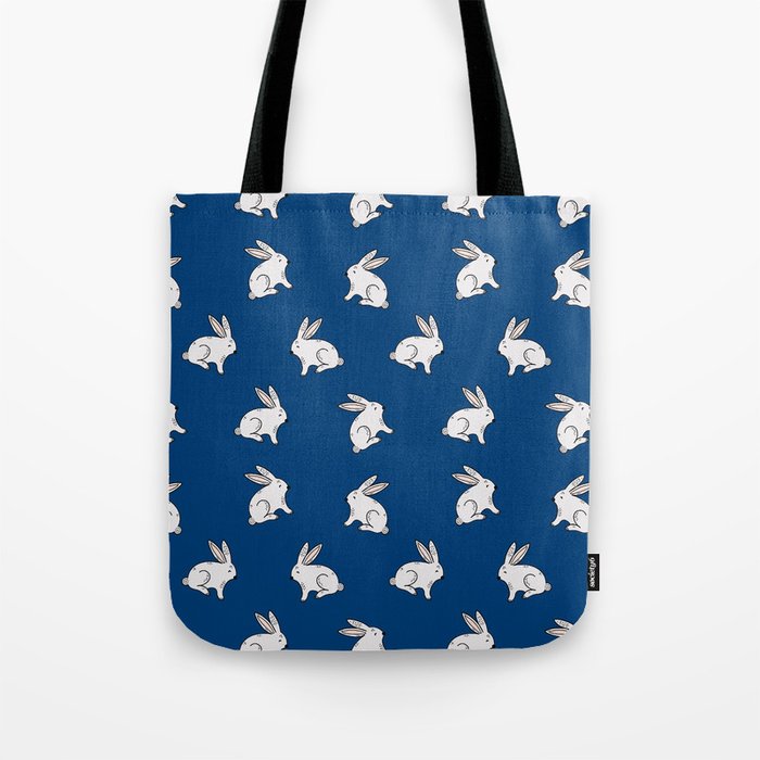 Rabbit pattern in dark blue Tote Bag