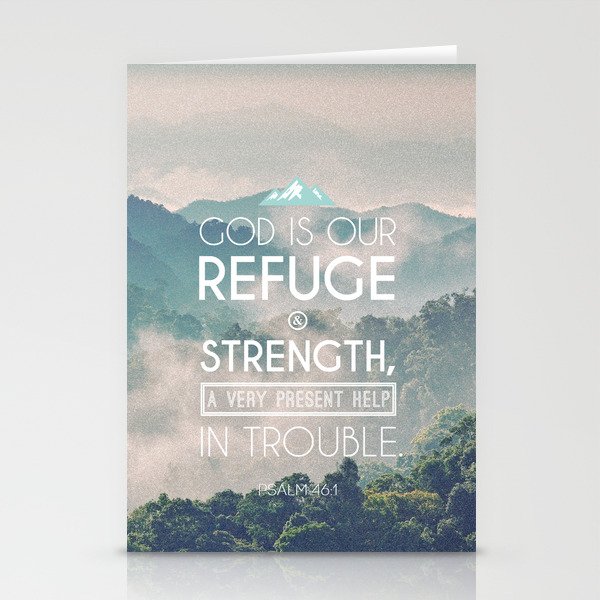 Typography Motivational Christian Bible Verses Poster - Psalm 46:1 Stationery Cards