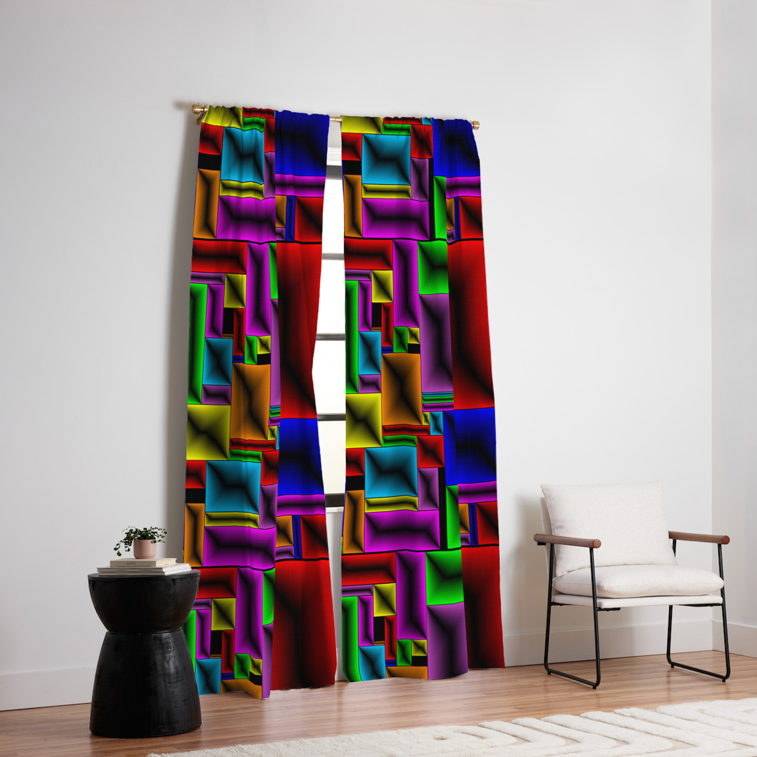 Colorblox Hammered Blackout Curtain By Mellowcat Society6