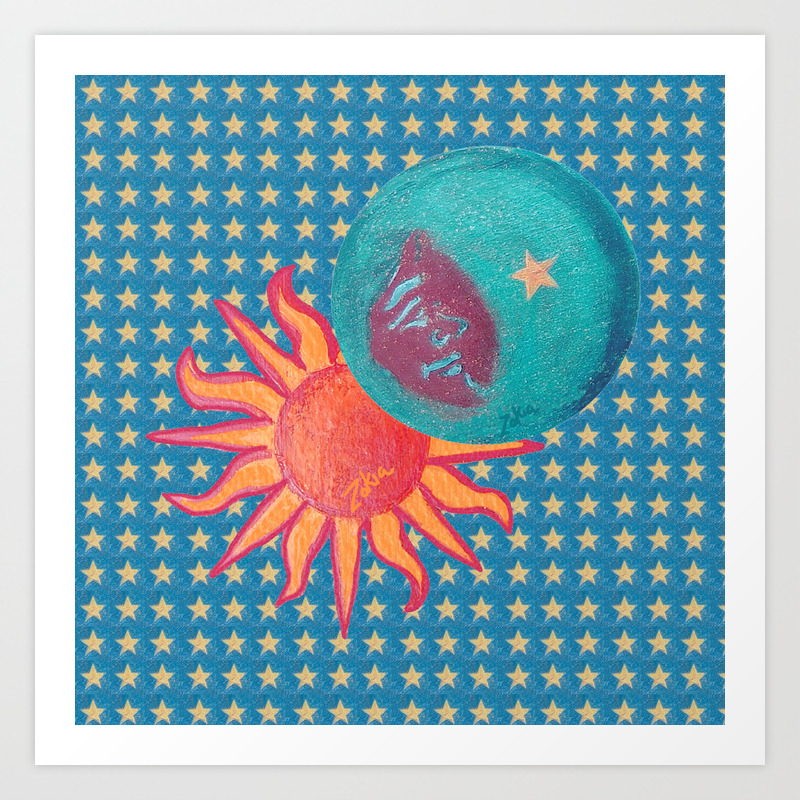 Zakiaz Sun Moon Stars Art Print By Zakiazdesigns Society6