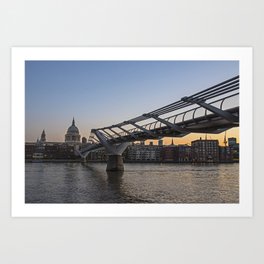 London England Millenium Bridge at Sunrise Thames River Art Print