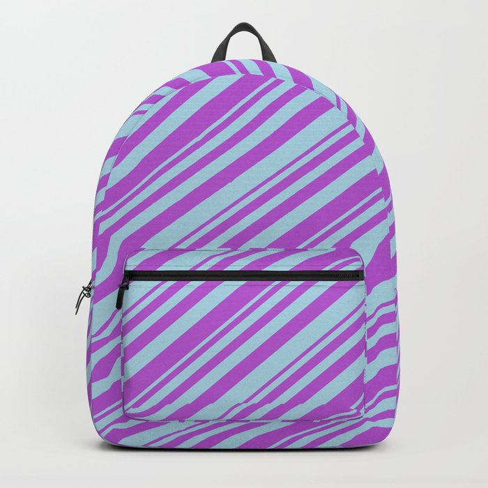 Orchid and Light Blue Colored Lined Pattern Backpack