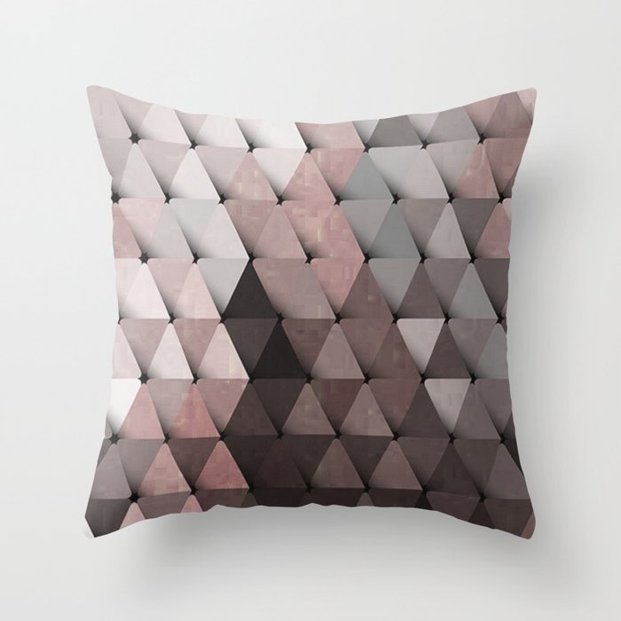 Triangles Putty Mauve Throw Pillow