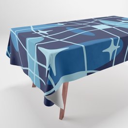 Mid Century Modern Cosmic Surfer 324 Blue Tablecloth