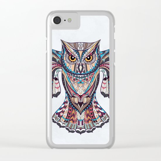 Colorful Ethnic Owl Clear iPhone Case