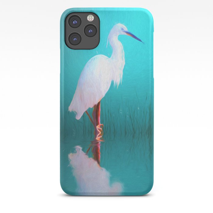Egret in teal iPhone Case