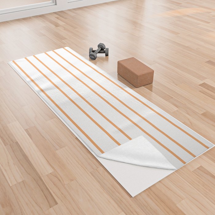 White & Brown Colored Lines/Stripes Pattern Yoga Towel
