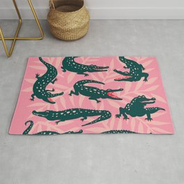 Alligator Collection – Pink & Teal Area & Throw Rug