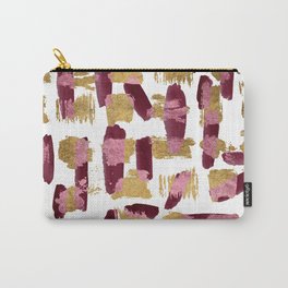 Modern burgundy pink gold watercolor brushstrokes Carry-All Pouch