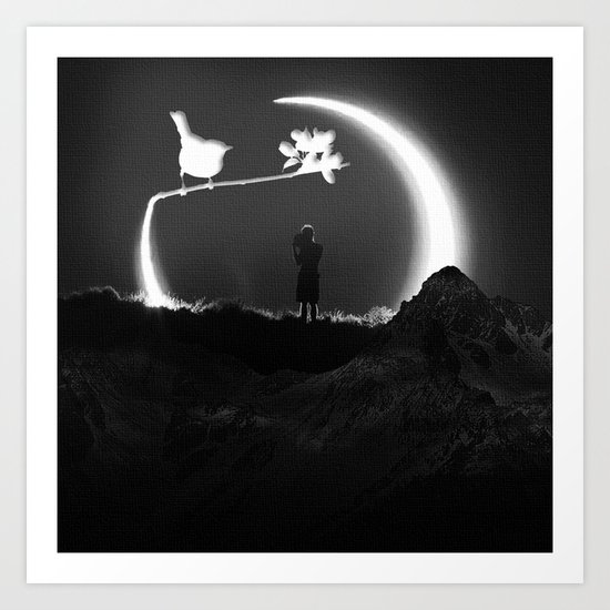 THE BOY AND THE BIRD Art Print