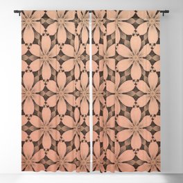 Abstract Modern Daisies on Checkerboard Persimmon Blackout Curtain
