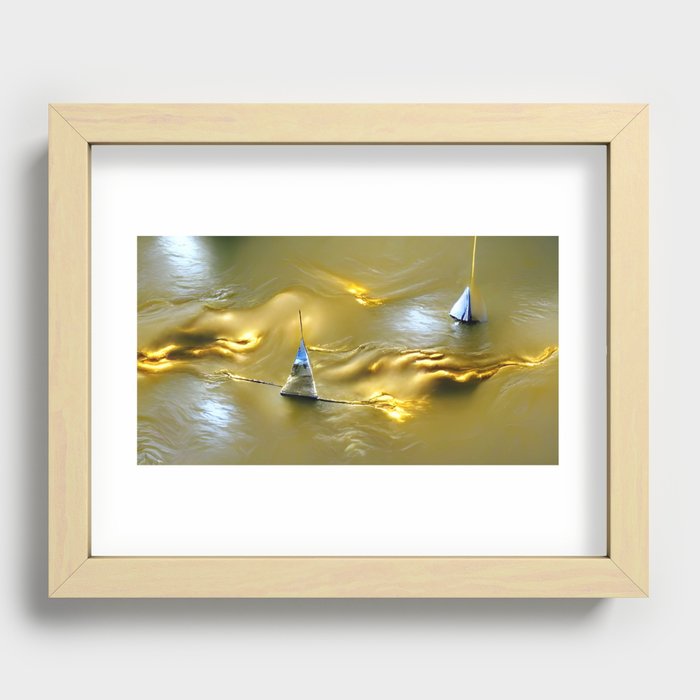 Sailboats in the Golden River Recessed Framed Print