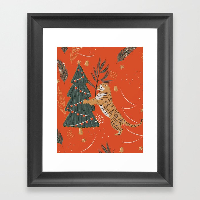 Tigers Christmas Framed Art Print