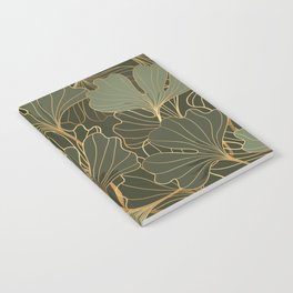 Seamless pattern with luxury black ginkgo biloba Notebook