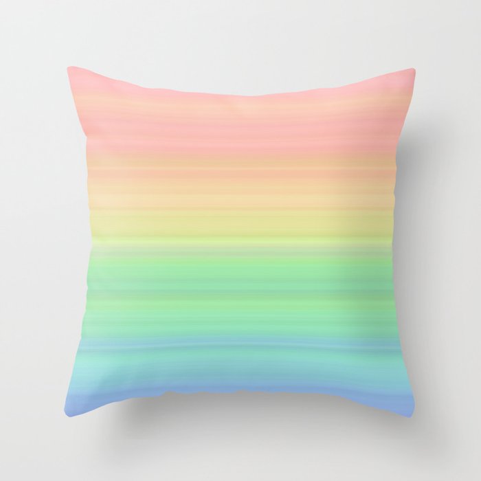 Abstract Pastel Rainbow II Colored gradient stripes Throw Pillow