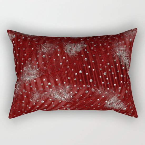 Silver Red Christmas Rectangular Pillow