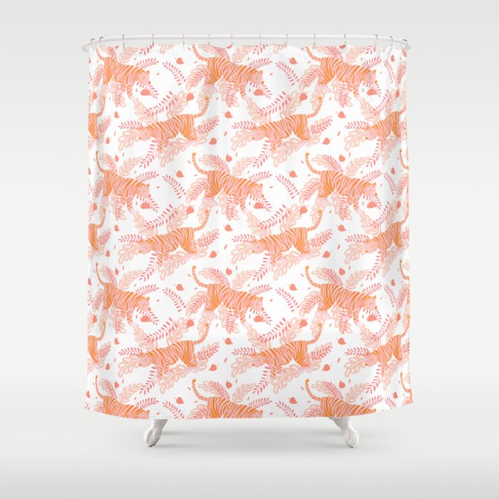 Orange and pink tiger Shower Curtain