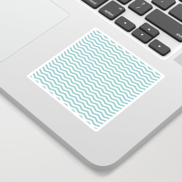 Blue and White Chevron Wave Stripes Sticker