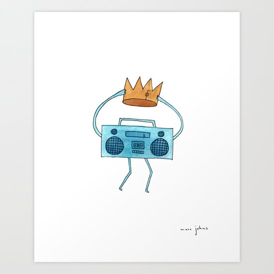 boombox holding a paper crown Art Print