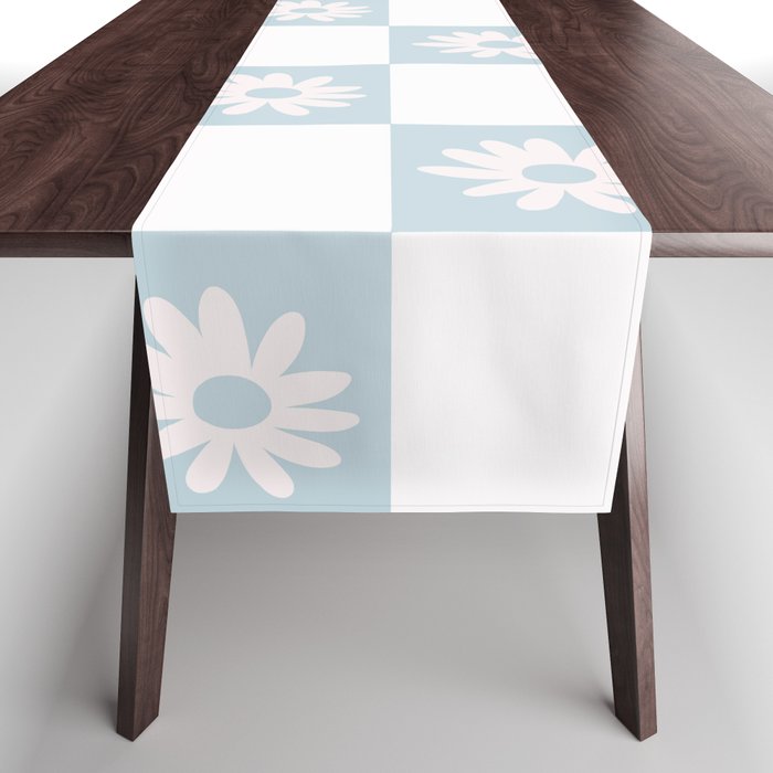 Vintage Floral Checkered Pattern Table Runner