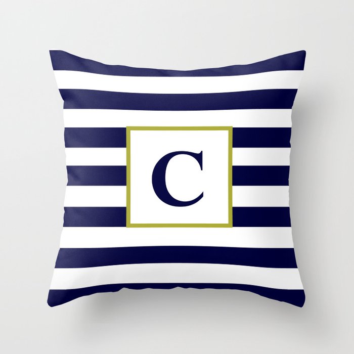 Monogram Letter C In Navy Blue And White Throw Pillow By Monogram Letter C In Navy Blue And White Throw Pillow