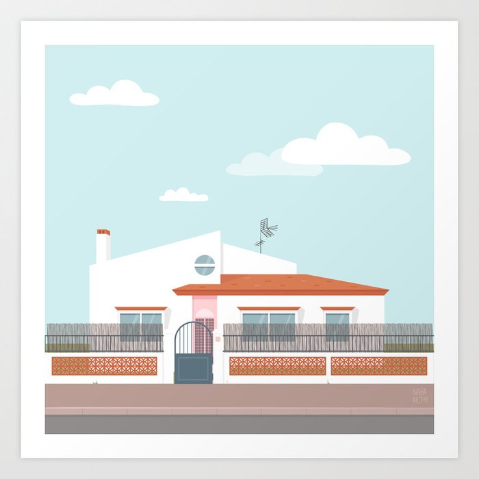 Spanish Beach House Art Print By Nazaret Society6