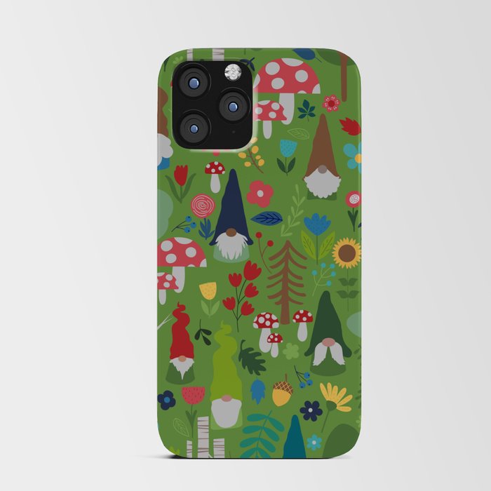 Gnomes In the Garden Green iPhone Card Case