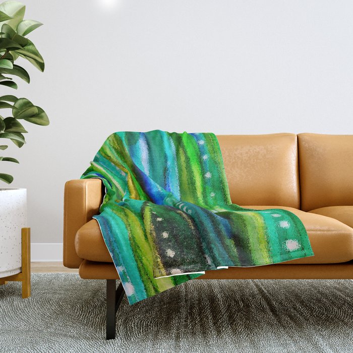 Sea Grass Alcohol Ink Painting Throw Blanket
