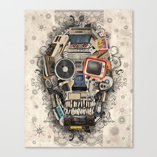 retro tech skull 2 Canvas Print