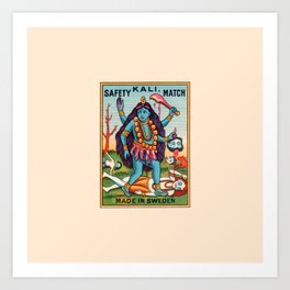 Kali Hindu Goddess Devi Shakti Matches Vintage Graphic Art Print
