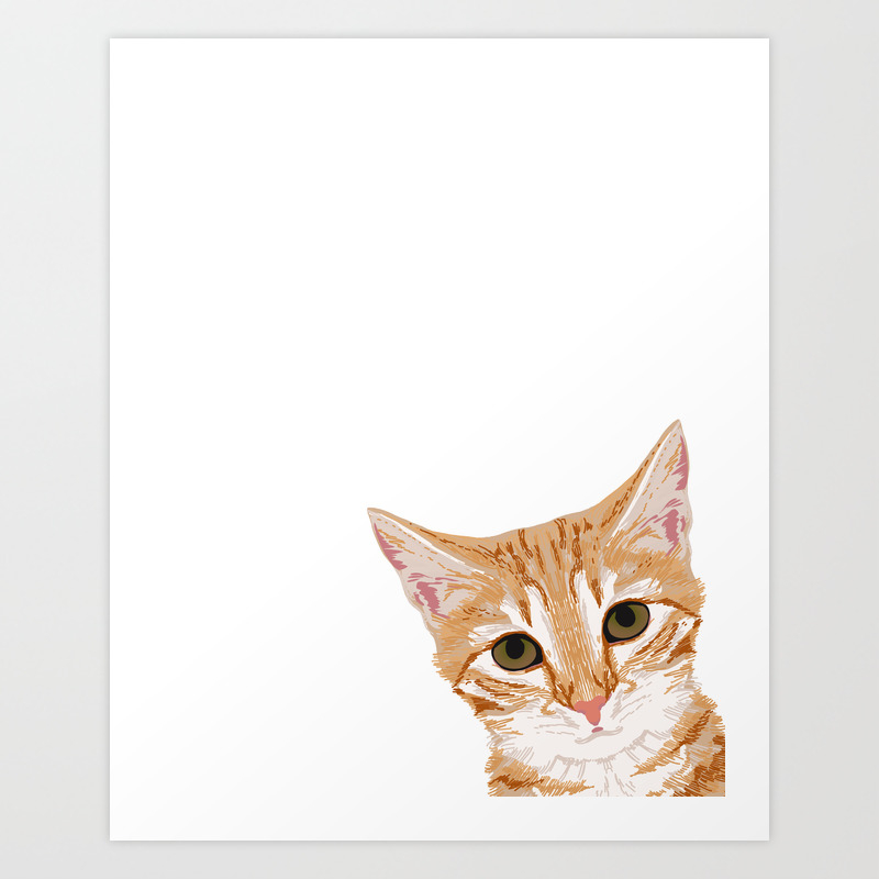 Peeking Orange Tabby Cat Cute Funny Cat Meme For Cat Ladies Cat People Art Print By Petfriendly Society6