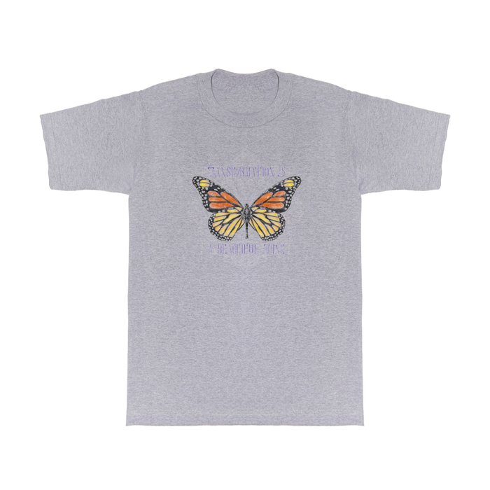 Transformation Is A Beautiful Thing - affirmation, butterfly, mandala, manifesting change, transgender  T Shirt