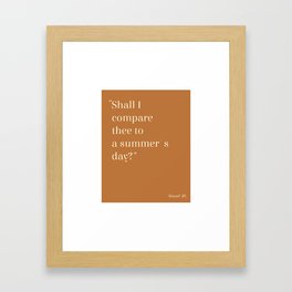 William Shakespeare 'Shall I Compare Thee to a Summer's Day?' Quote Framed Art Print