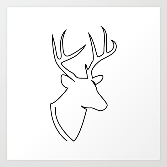 deer - single line art Art Print